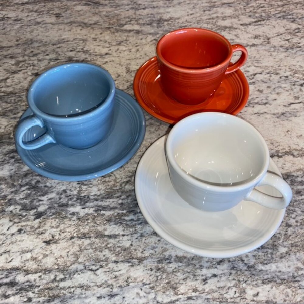 Fiestaware Cup & Saucer Set - White, cirac 1998 production - Picture 7 of 7
